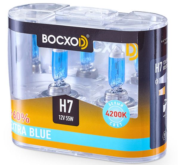 Лампа BOCXOD H7 12v-55w PX26d EB (Extra Blue +60%) (2шт.)