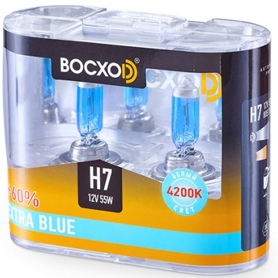 Лампа BOCXOD H7 12v-55w PX26d EB (Extra Blue +60%) (2шт.)