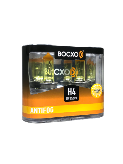 Лампа BOCXOD H4 24v-75/70w P43t AF (Anti FOG 3000k) (2шт.)