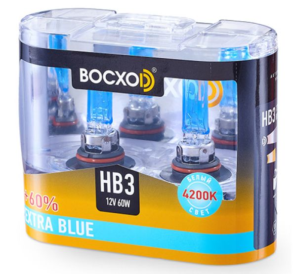 Лампа BOCXOD HB3 12v-60w P20d EB (Extra Blue +60%) (2шт.)