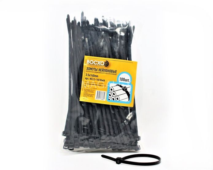 Хомут нейлоновый BOCXOD 7,6x360mm Black (100 шт)