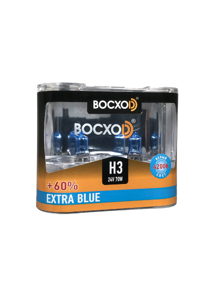 Лампа BOCXOD Н3 24v-70ww PK22s EB (Extra Blue +60%) (2шт.)