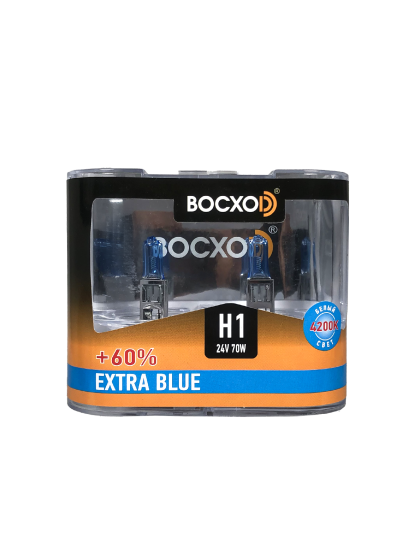 Лампа BOCXOD Н1 24v-70w P14.5s EB (Extra Blue +60%) (2шт.)